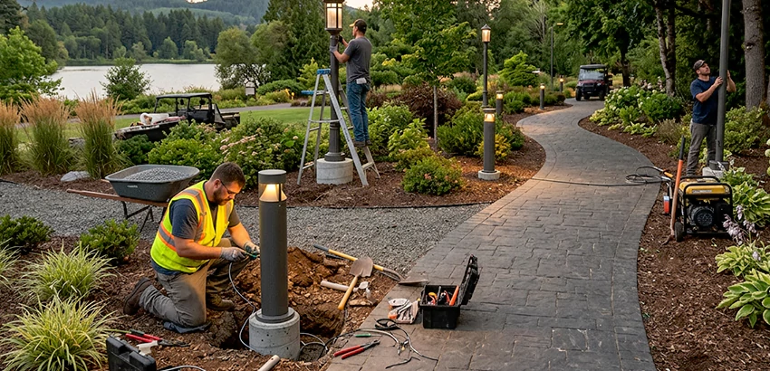 Landscape Post, Pole, and Bollard Lighting Installation in Spokane